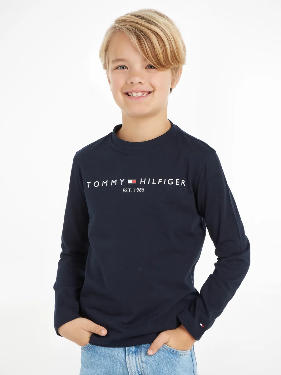 

Рубашка Tommy Hilfiger с длинными рукавами "ESSENTIAL TEE L/S" и надписью-логотипом, цвет морской волны