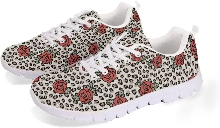 

AmzPrint Мужские кроссовки для ходьбы, бега и походов, легкие, дышащие, модные повседневные кроссовки, размер 5.5-14.5, леопардовый принт