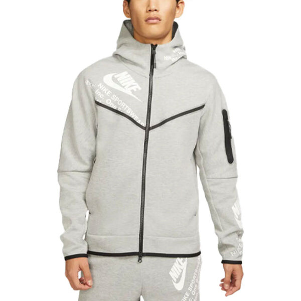 Толстовка Men's Nike Printing Full-Length Zipper Cardigan Jacket Grey, серый — фото 4