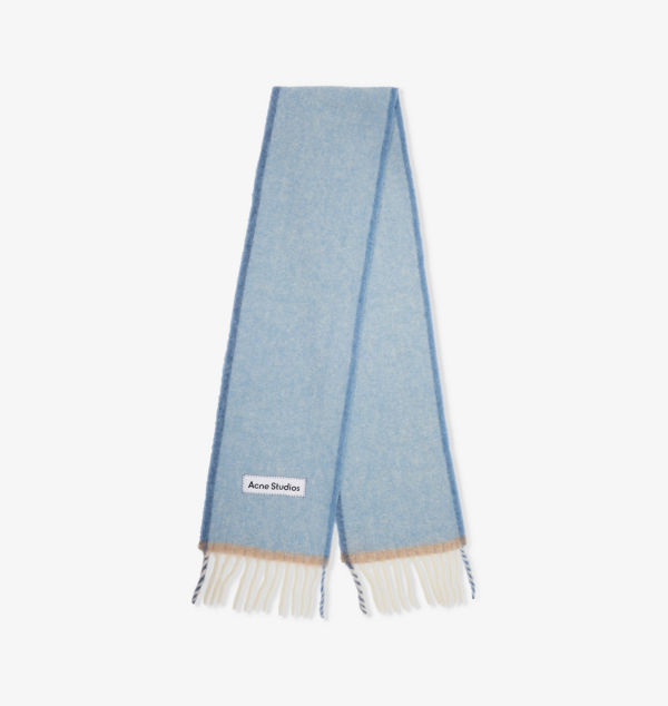 

Узкий вязаный шарф с логотипом-нашивкой Acne Studios, синий