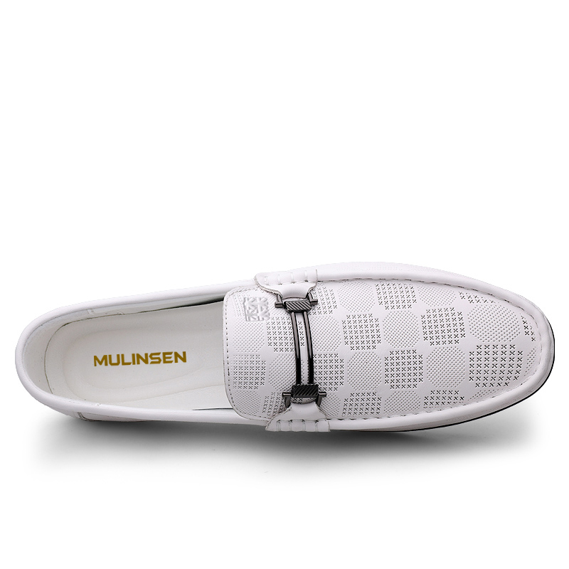 Mulinsen Мокасины мужские черно-белые белые, цвет White[Leather Shoe Size: Athletic Shoes 41 = Size 40 in This Model] — фото 3