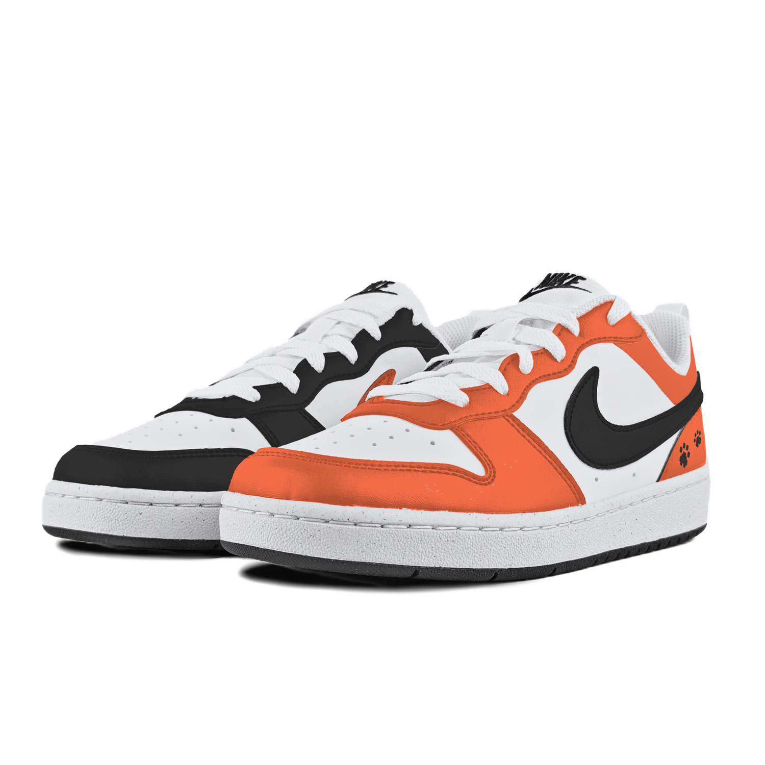 

Nike Кроссовки для скейтбординга Court Borough Orange Black Orange Flame Anti Slip Wear Resistant Low Top Kids' White для подростков