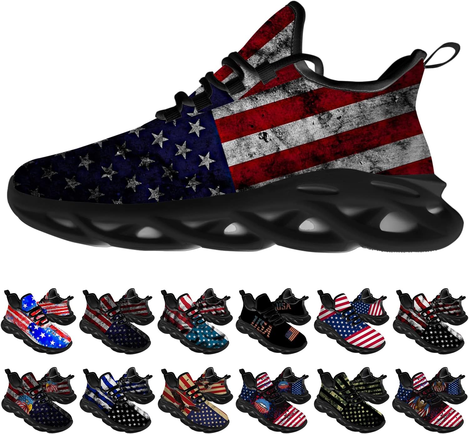 

Кроссовки Ciadoon с американским флагом для мужчин и женщин, спортивные кроссовки для бега, ходьбы и тенниса, подарки для мальчиков и девочек, синий