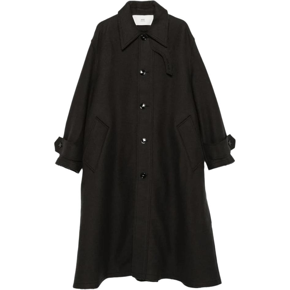 

Пальто из вирджинской шерсти Ami Paris с однобортной застежкой AMIPARIS, темно-серый