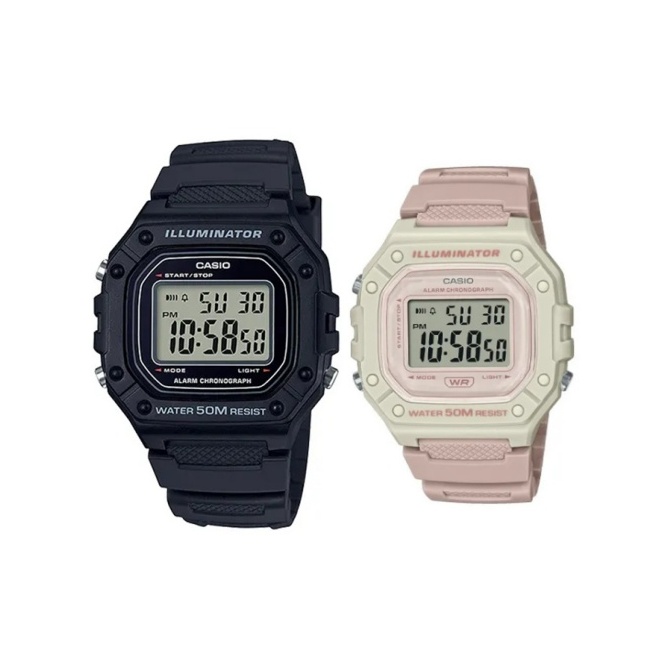 

G-Shock W-218HC-4A2 CASIO, черный strap+розовый strap