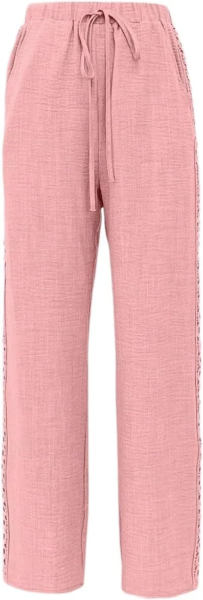 

EARKOHA Женские джинсы Linen Blend Denim Effect с рюшами по бокам