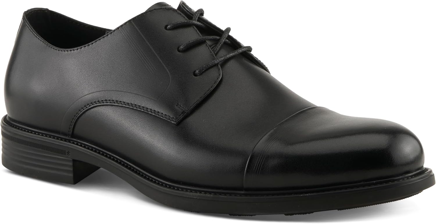 Мужские оксфорды Spring Step BENEL с шнуровкой - классическая кожаная деловая обувь с набойкой и резиновой подошвой, черный — фото 2