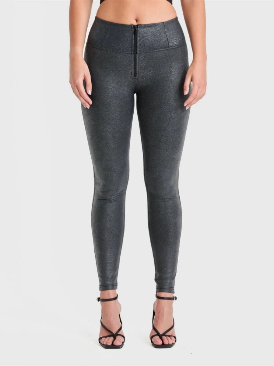 

Женские корректирующие брюки с высокой посадкой и облегающим силуэтом под змеиную кожу Freddy, Black