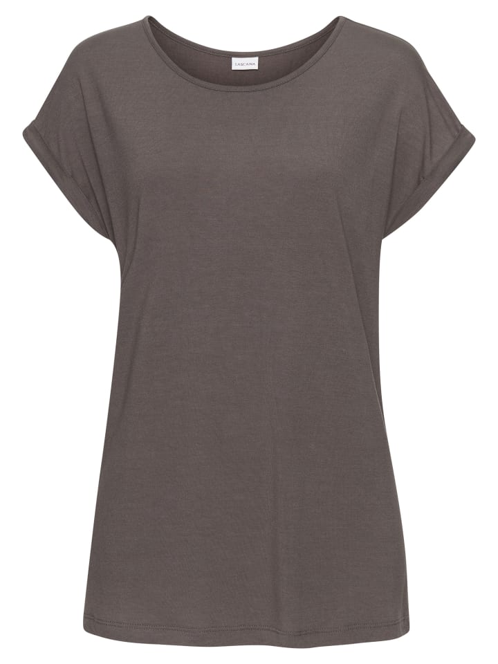 

Рубашка с короткими рукавами серо-коричневого цвета LASCANA