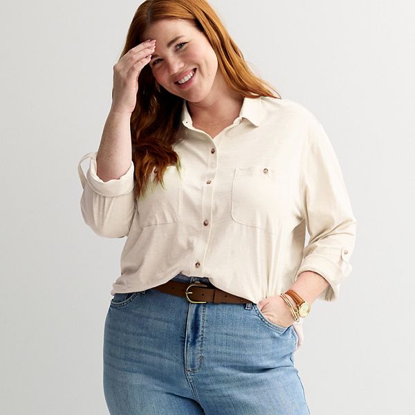 

Футболка с пуговицами Plus size Sonoma Goods For Life, Ivory Silk, Бежевый, Футболка с пуговицами Plus size Sonoma Goods For Life, Ivory Silk
