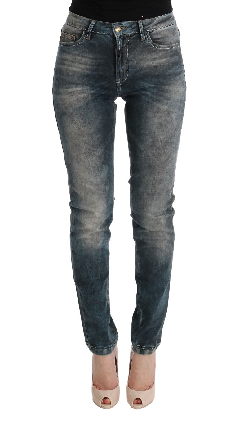 

Джинсы Cavalli Wash Cotton Blend Slim Fit для женщин, синий