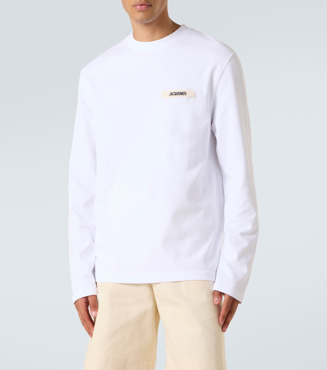 Футболка из хлопкового флиса с рубчиком Jacquemus, белый — фото 3