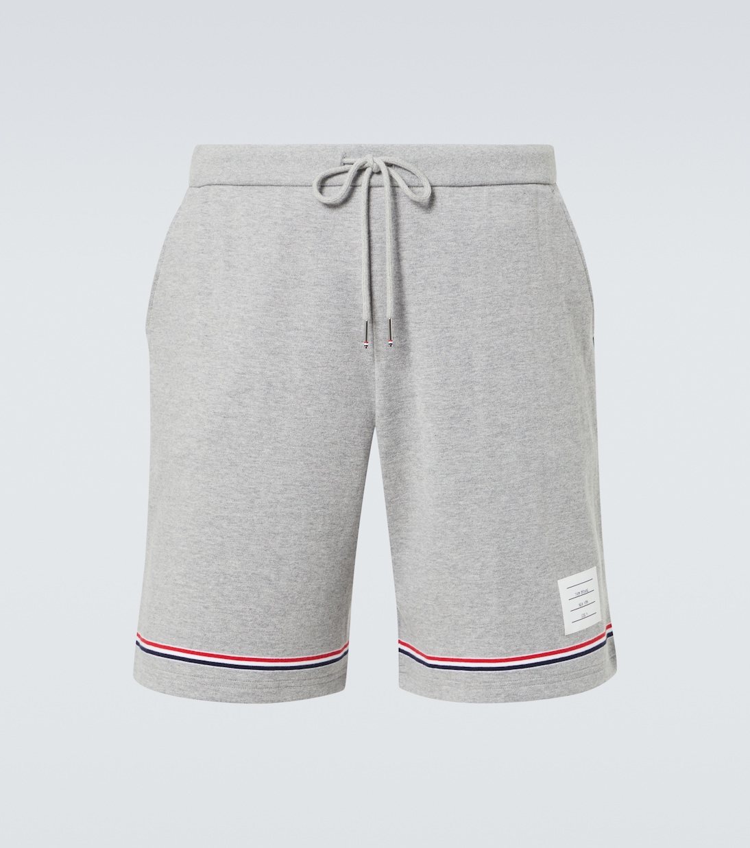 

Полосатые хлопковые шорты со средней посадкой Thom Browne, Lt Grey