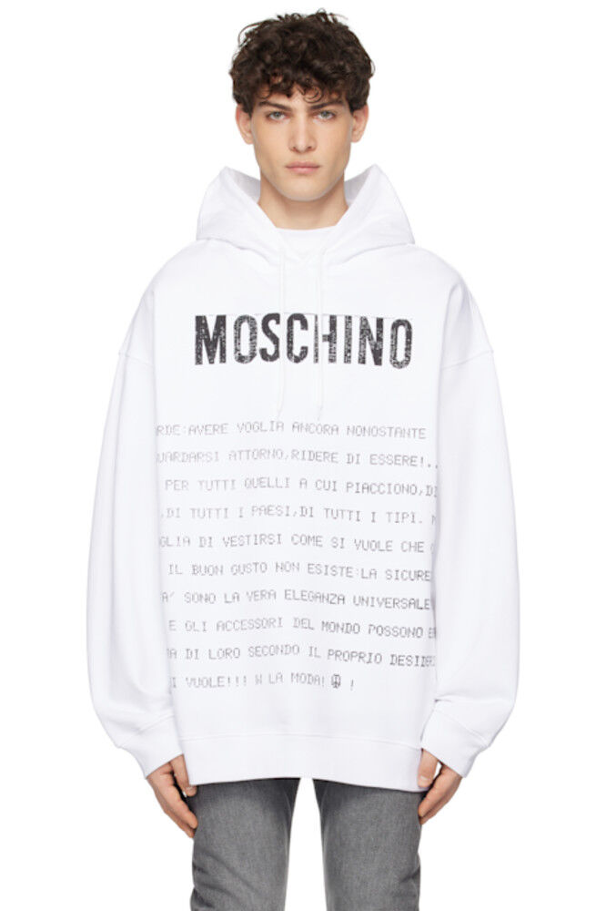 

Белая толстовка с надписью Moschino