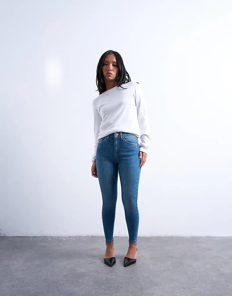 

Джинсы-скинни Topshop Petite Jamie с высокой талией, средне-синего цвета