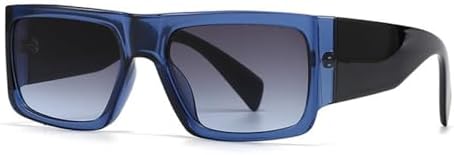 

Модные квадратные солнцезащитные очки для женщин, двухцветные, винтажные, градиентные, мужские солнцезащитные очки с защитой от УФ-излучения UV400 MTZJH, Blue Gray Gradient