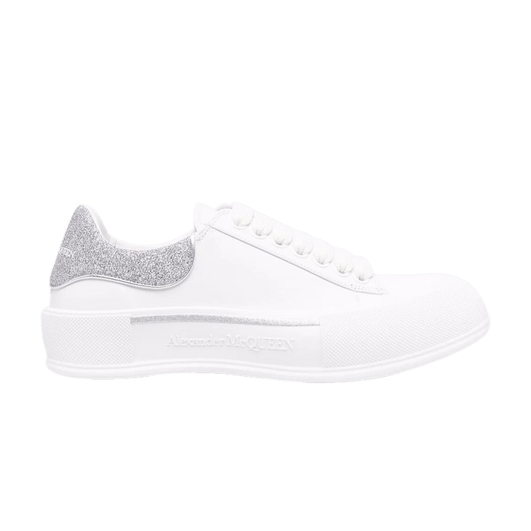 

Кроссовки Alexander McQueen Deck Lace-Up Plimsoll 'White Silver', белый