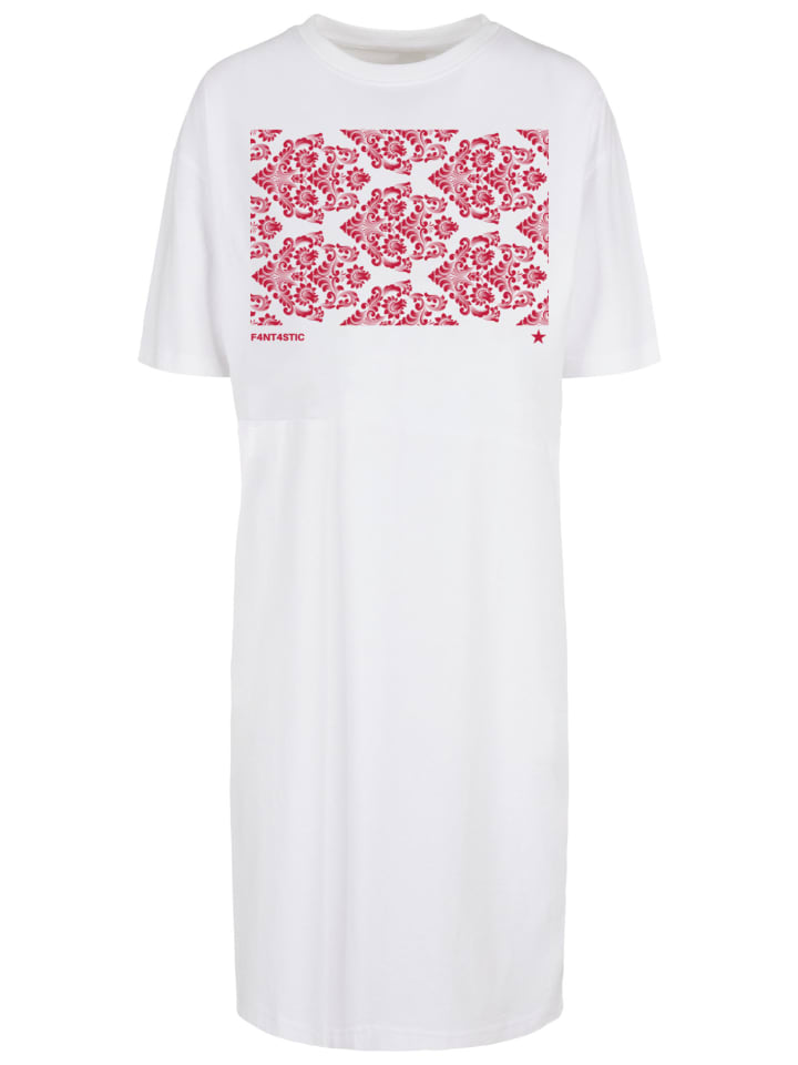 

Короткое платье F4NT4STIC Oversize Kleid Muster Blumen Rot, белый