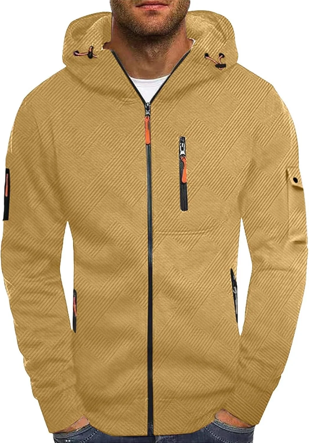 

Толстовка с капюшоном и молнией для мужчин, легкая, с карманами на молнии