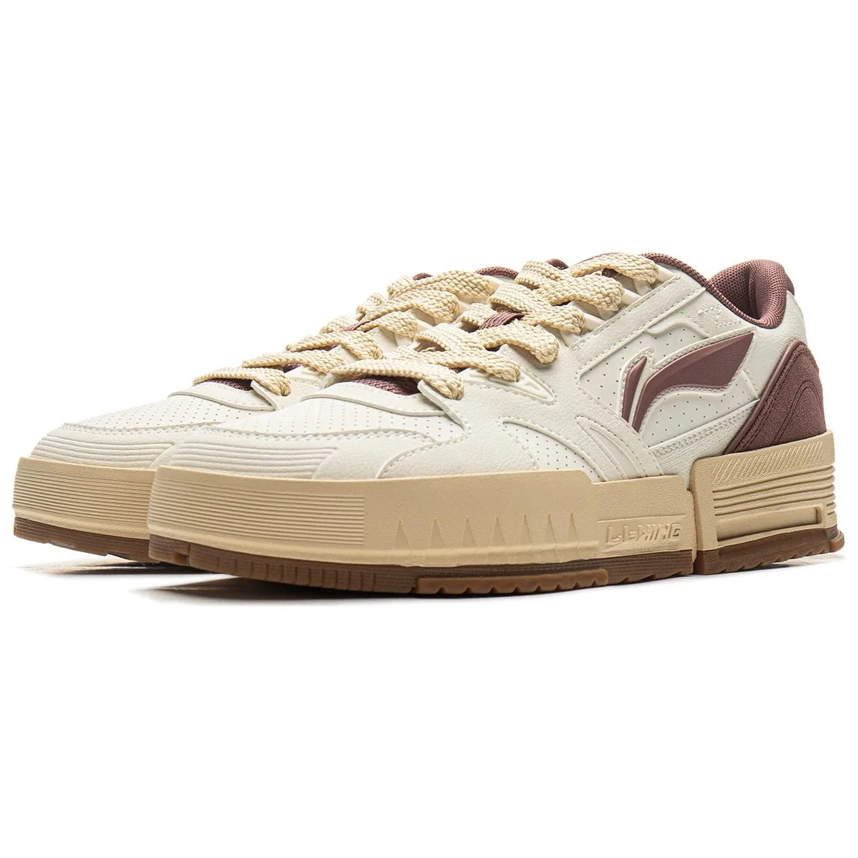 Кроссовки для скейтбординга Li-Ning Inner Side Slip Resistant Cushioning Abrasion Resistant мужские бело-коричневые — фото 4