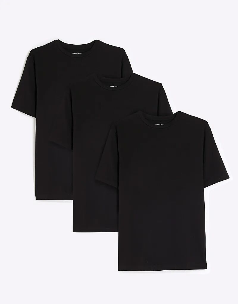 

Футболка с коротким рукавом Muscle Fit, 3 шт., черного цвета River Island