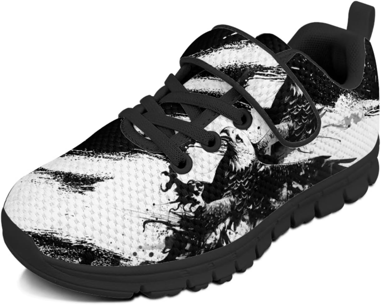 

Детские кроссовки Pointodoor с принтом радуги и пламени для мальчиков и девочек, прогулочные, нескользящие, легкие, дышащие, спортивные, для бега и тенниса, на липучках, Bold Eagle