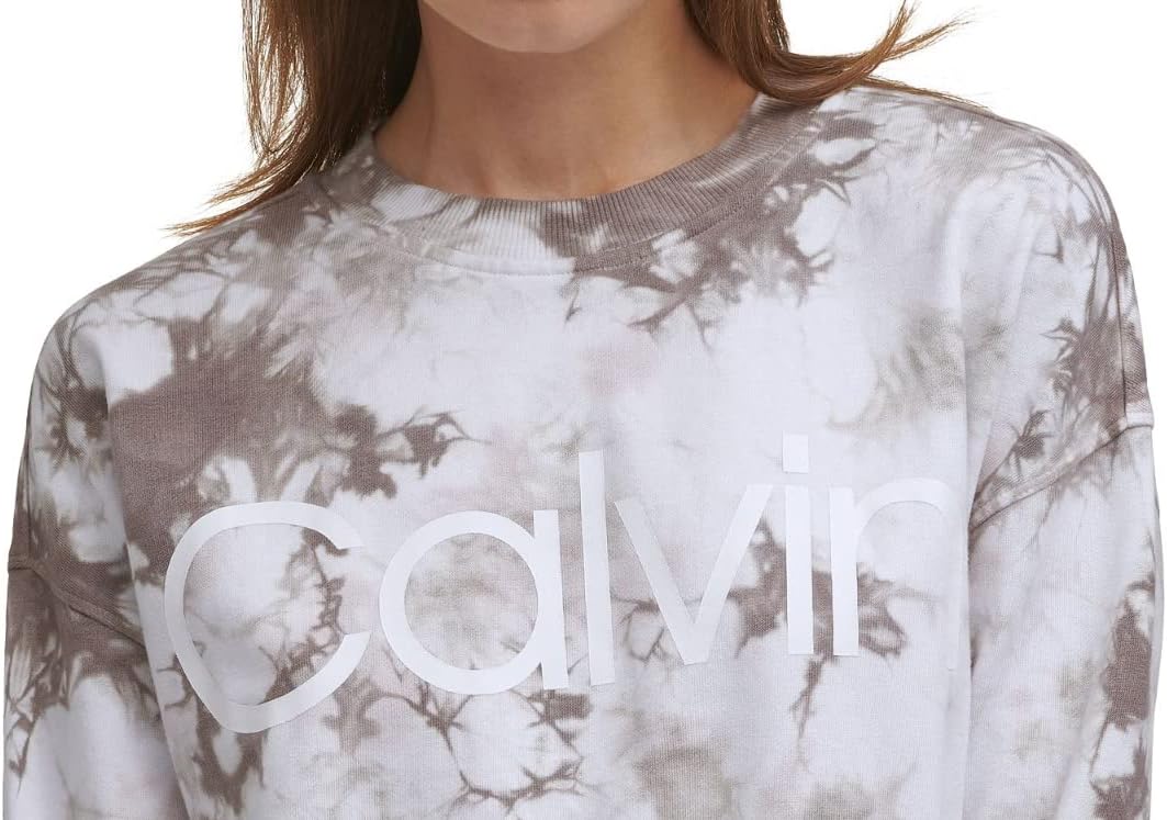 Женская толстовка Calvin Klein Performance из французского трикотажа с логотипом и тай-дай-эффектом, Kensington Nu Beige — фото 2