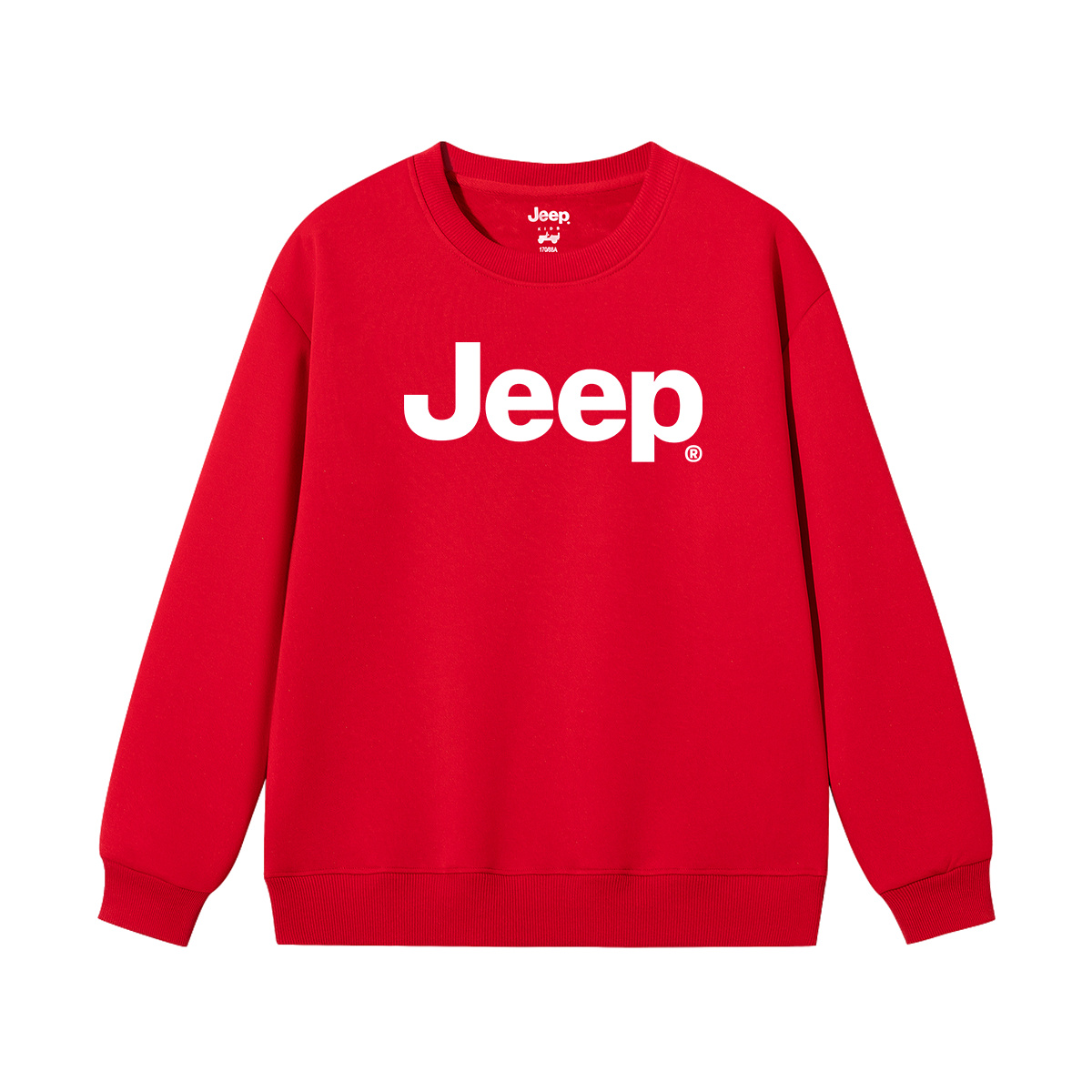 Детская толстовка с круглым вырезом утолщенная Jeep, new year красный fleece-lined