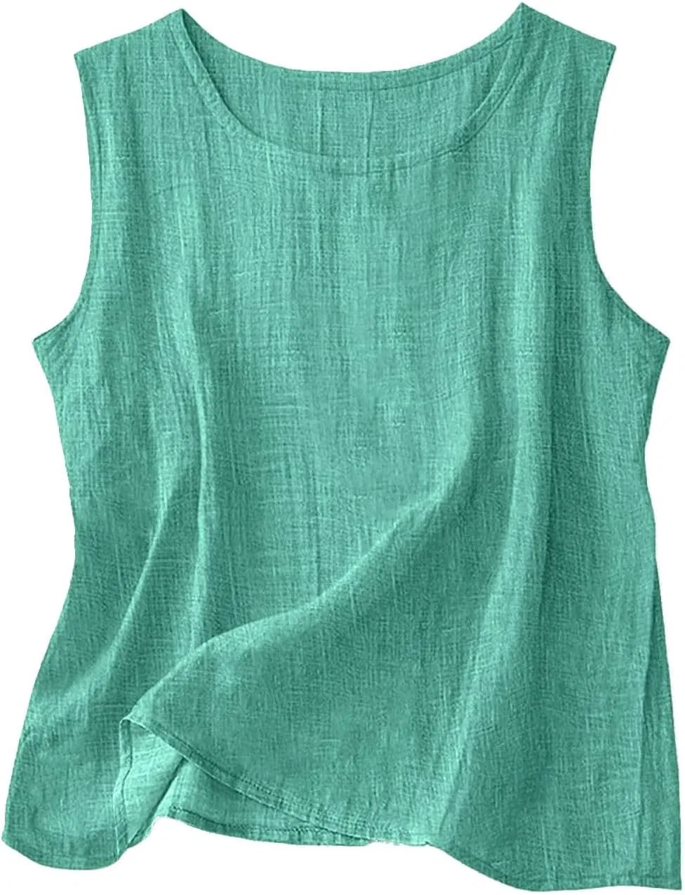 Женский топ-майка из льняной смеси, летний, без рукавов, свободный, 15-Mint Green