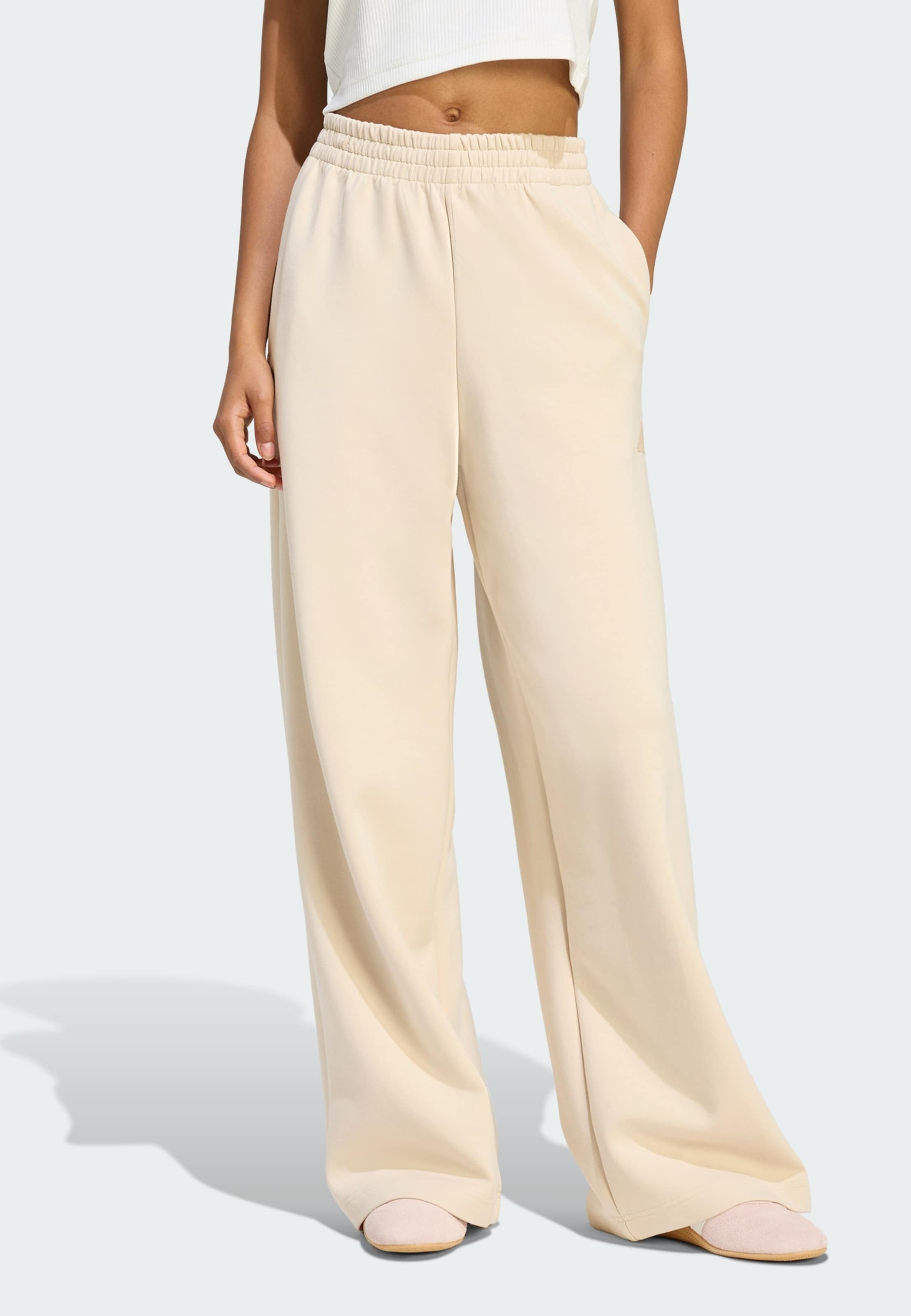 Adidas Sportswear Широкие спортивные штаны 'SOFT LUX STRAIGHT LEG' в бежевом цвете — фото 2