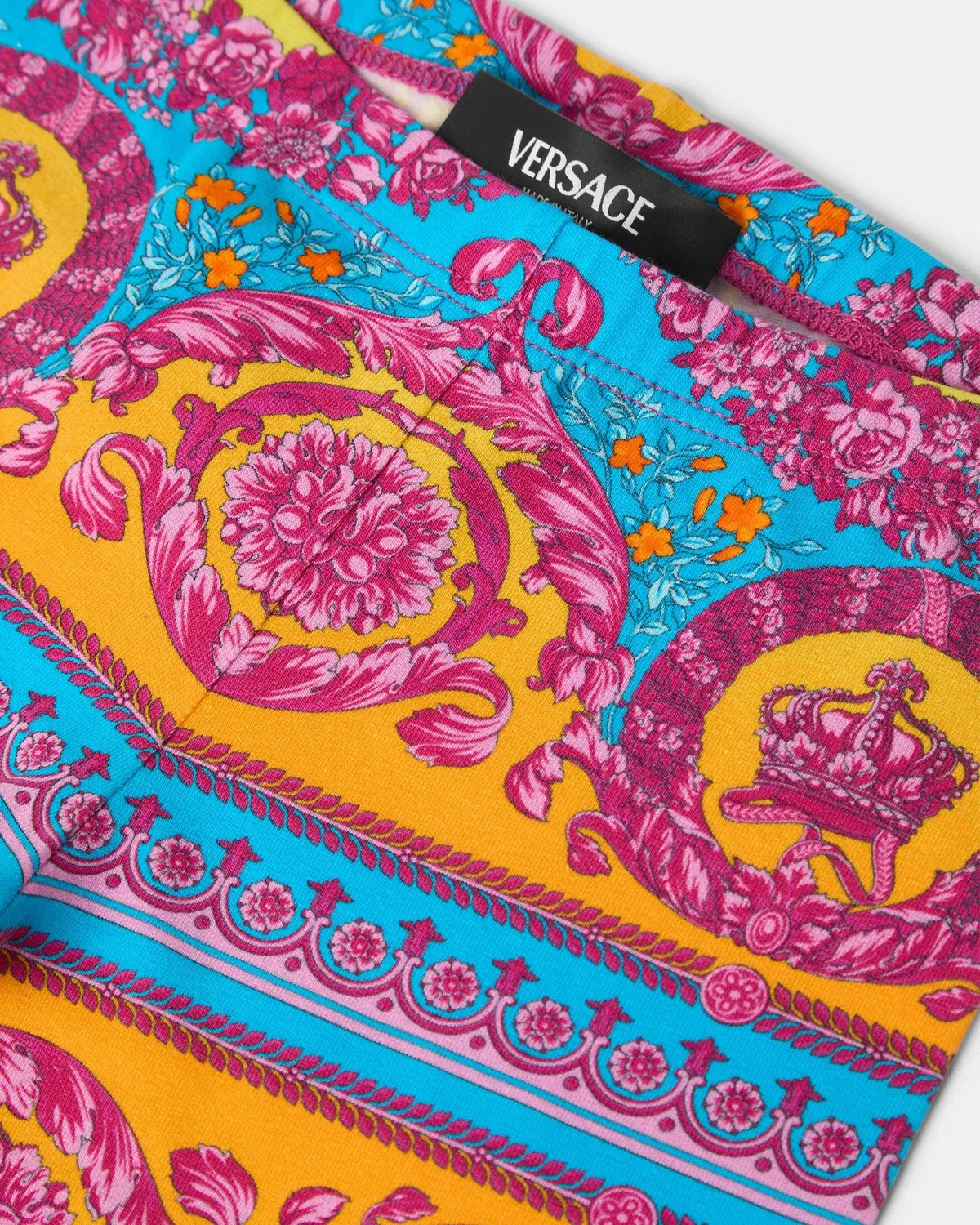 Детские леггинсы из хлопкового джерси с принтом Versace, бежевый — фото 4