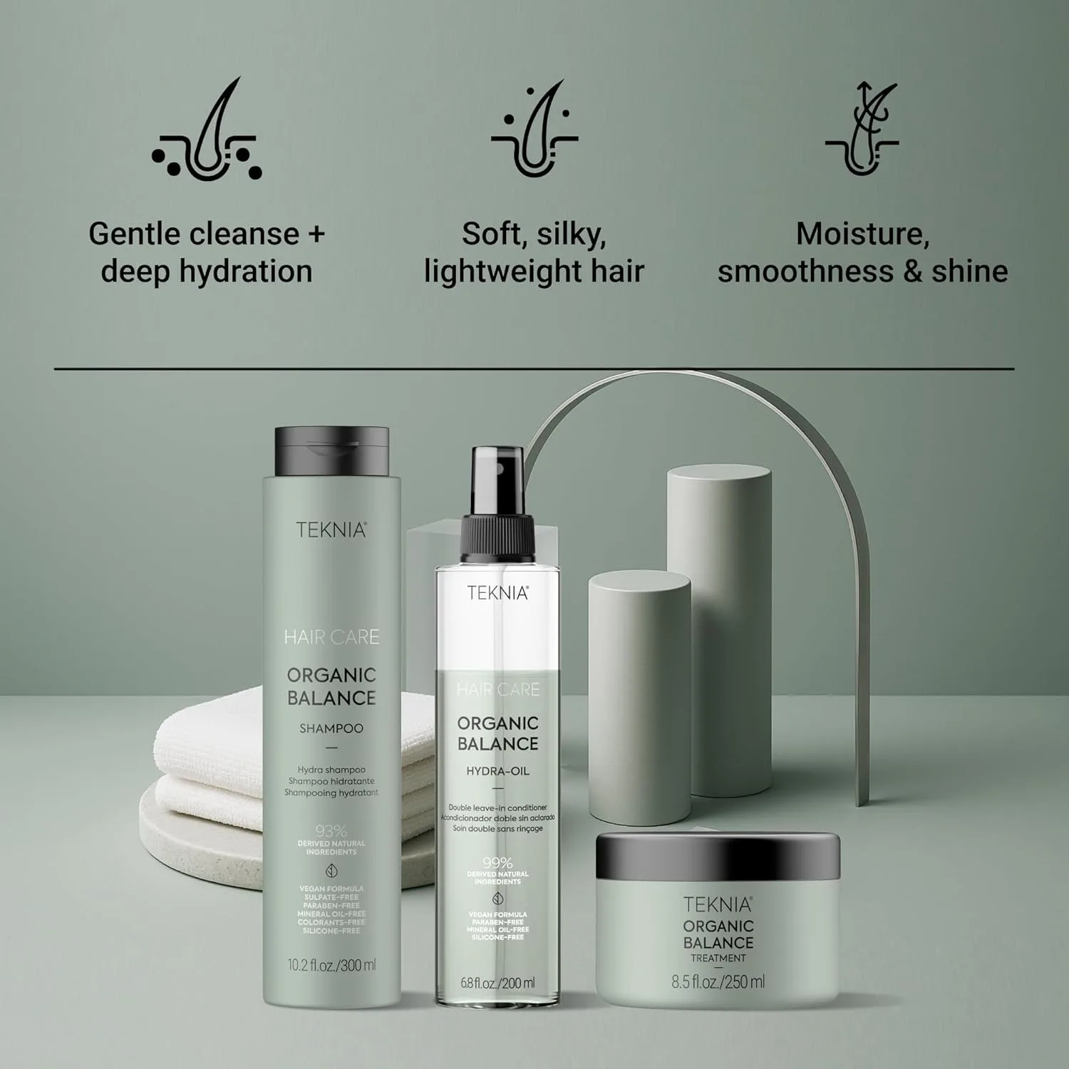 Набор Lakmé Teknia Organic Balance для розничной продажи - полноразмерные версии шампуня, средства для ухода и увлажняющего масла Organic Balance. — фото 3