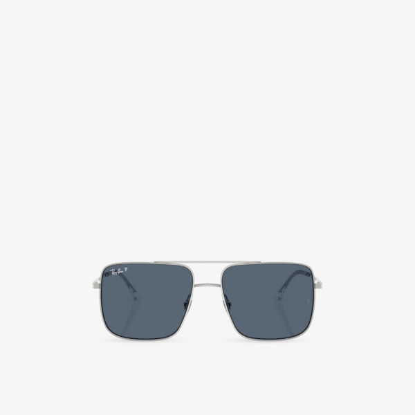 

Солнцезащитные очки Ray-Ban биоразлагаемые квадратные металлические, серебряный