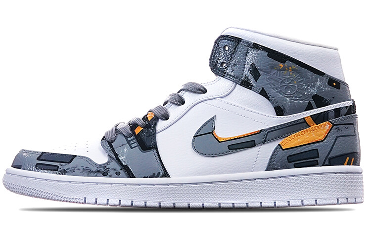 

Кроссовки Air Jordan 1 Vintage Basketball Shoes Unisex Mid-Top Gray White Yellow