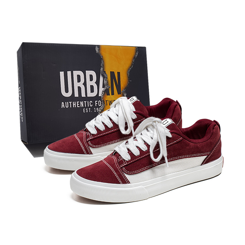

URBAN AUTHENTIC Антискользящие износостойкие низкие скейтерские кеды мужские бордовые, цвет Burgundy