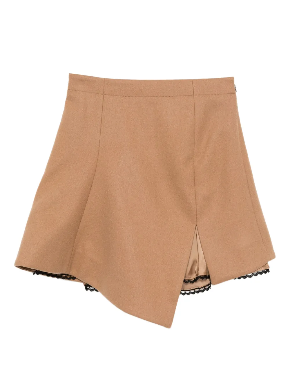 

Юбка асимметричного кроя с кружевной отделкой SACAI, коричневый