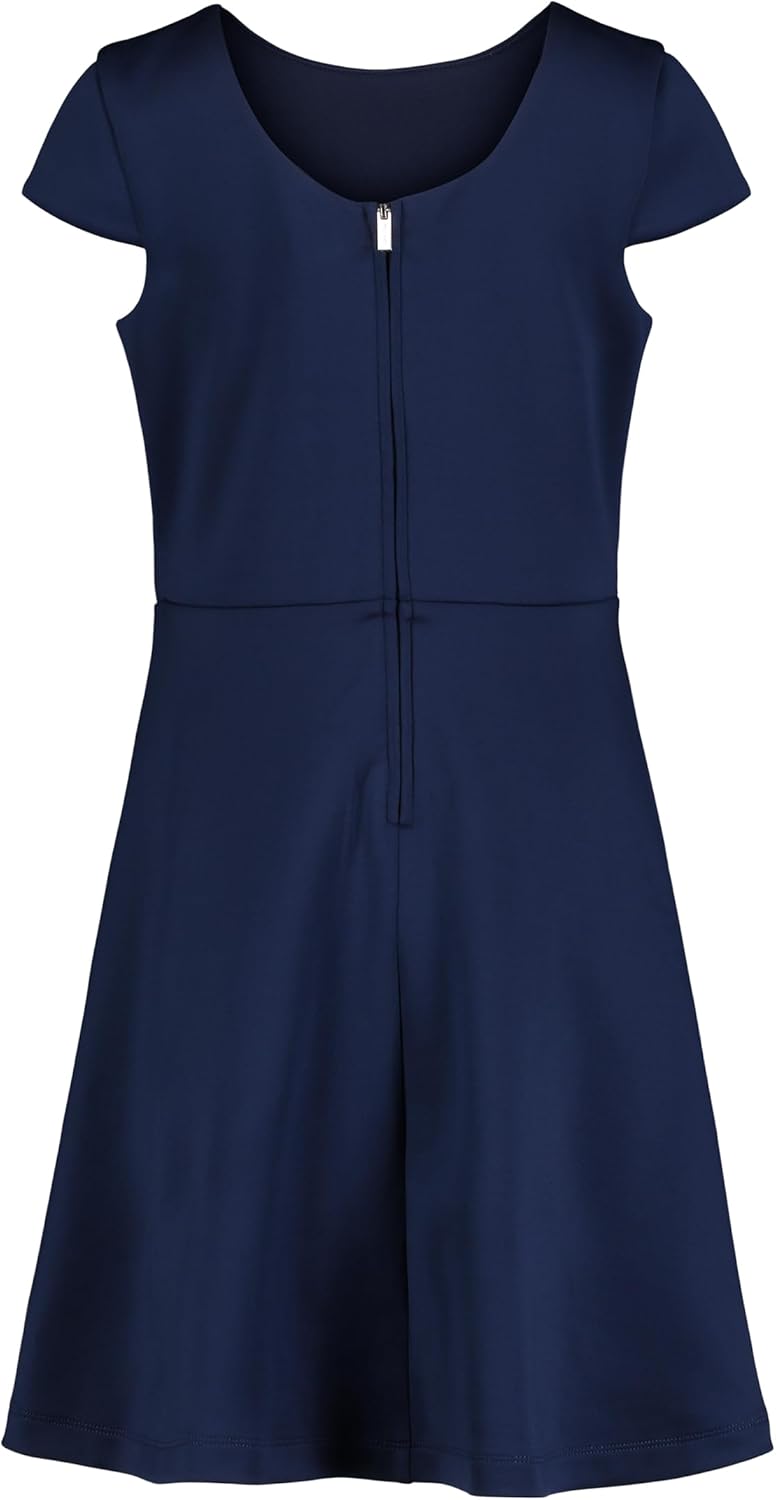 

Платье для вечеринки без рукавов Calvin Klein для девочек, облегающий силуэт, круглый вырез и застежка-молния сзади, Navy Scuba