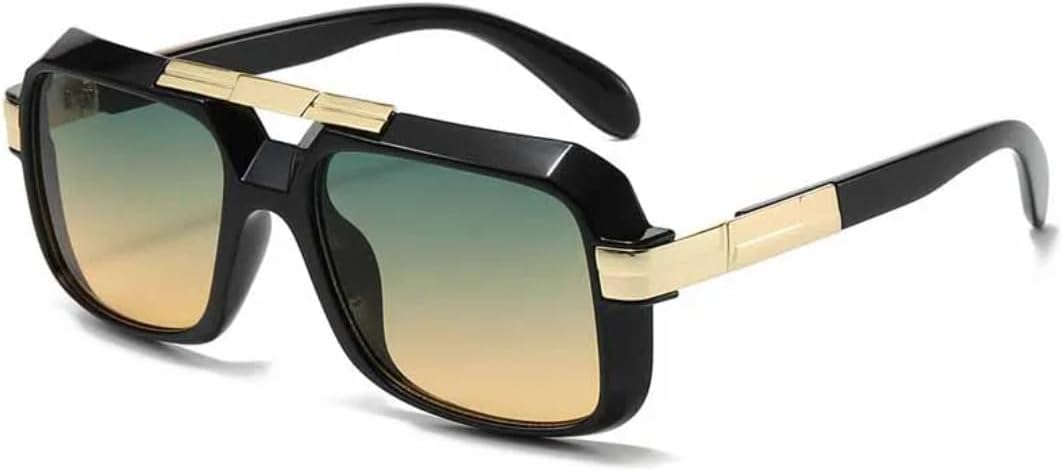 

Мужские солнцезащитные очки с двойной перемычкой, увеличенного размера, в винтажном ретро-стиле, для вождения, занятий спортом на открытом воздухе, женские пляжные очки с защитой от УФ-излучения UV400 VFDHN, Black Green Yellow