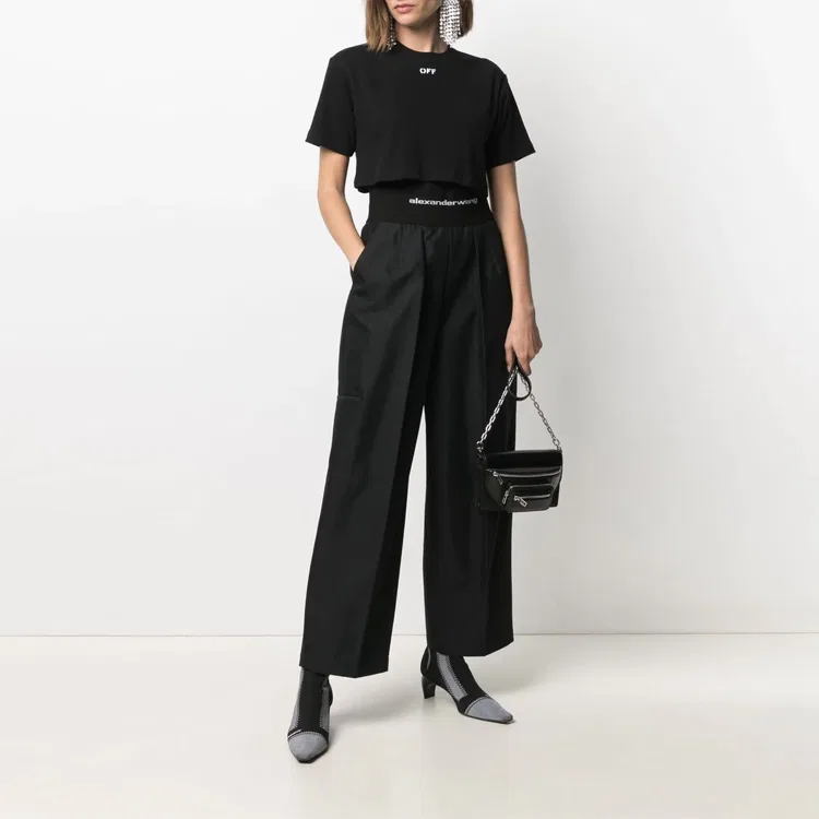 Брюки повседневные женские black, умеренно широкие Alexander Wang — фото 3