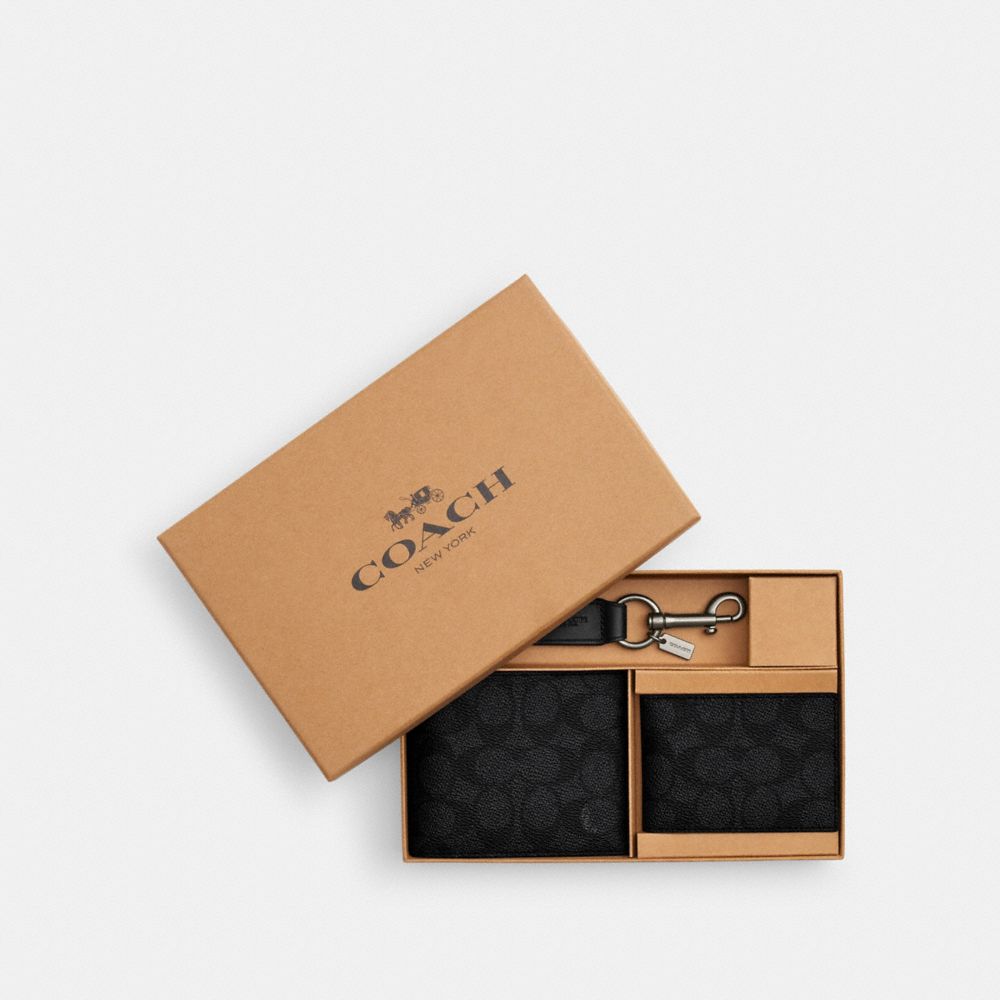 

Кошелек Coach Boxed 3 In 1 Wallet Gift Set, серый/угольный/черный