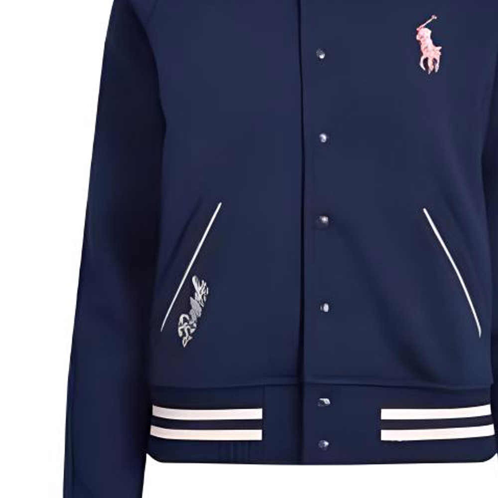 FW22 Бейсбольная куртка женская темно-синяя Polo Ralph Lauren — фото 3
