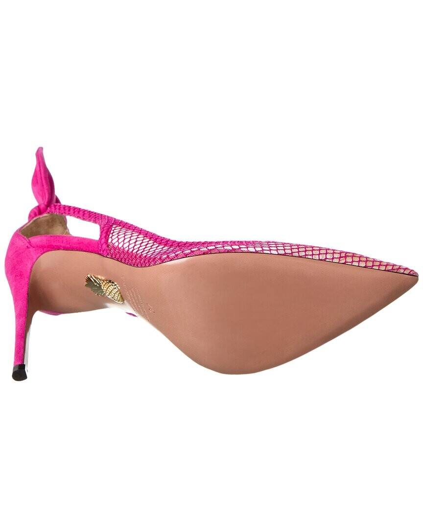Туфли из сетки и замши Aquazzura Bow Tie 105, розовый — фото 2