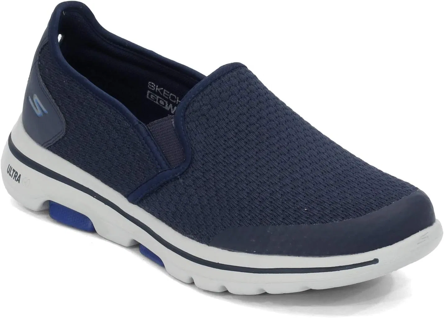 Мужские слипоны Skechers Go Walk 5 Apprize, Navy Textile Synthetic White Trim — фото 3