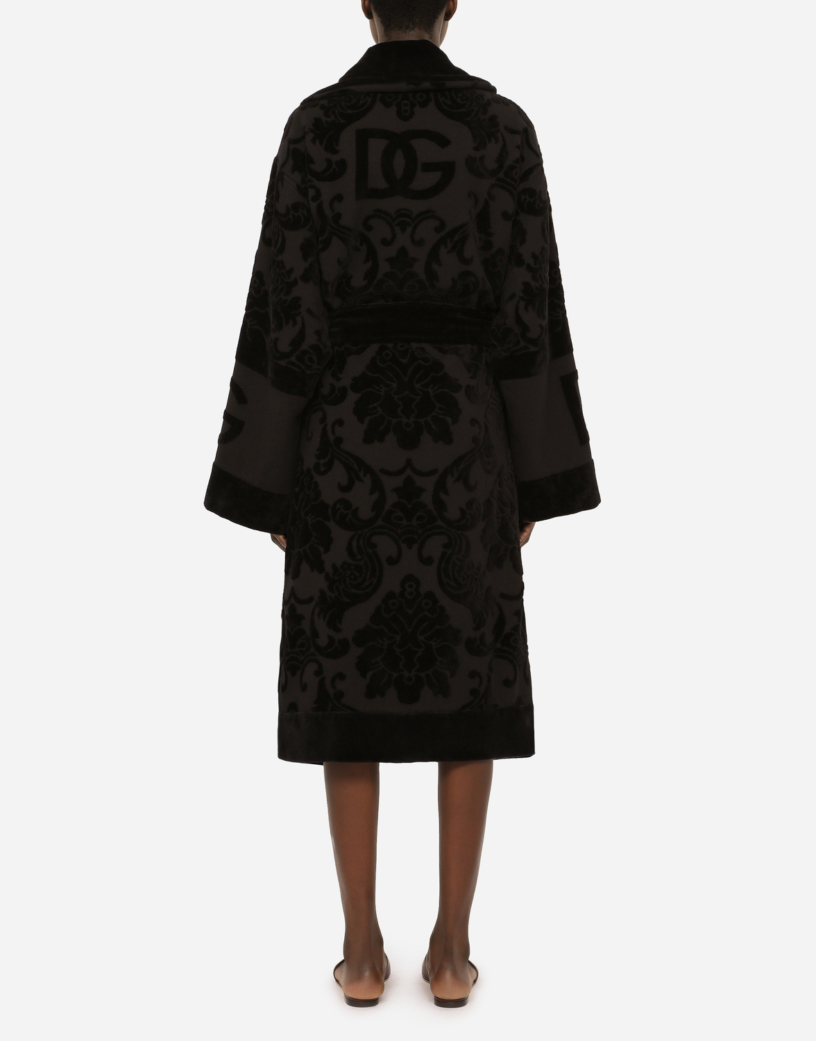 Банный халат из жаккардового махрового хлопка Dolce & Gabbana, мультиколор — фото 4