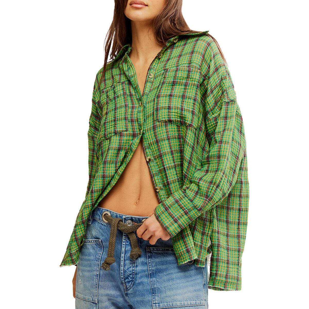 

Кардифф клетчатая рубашка Free People, зеленый