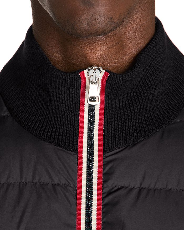 Шерстяной вязаный стёганый кардиган с пуховым утеплителем Moncler, черный — фото 4
