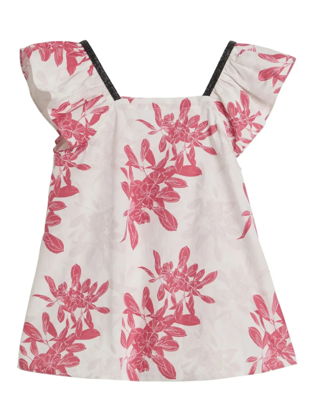 

Топ из поплина с цветочным принтом Brunello Cucinelli Kids, розовый