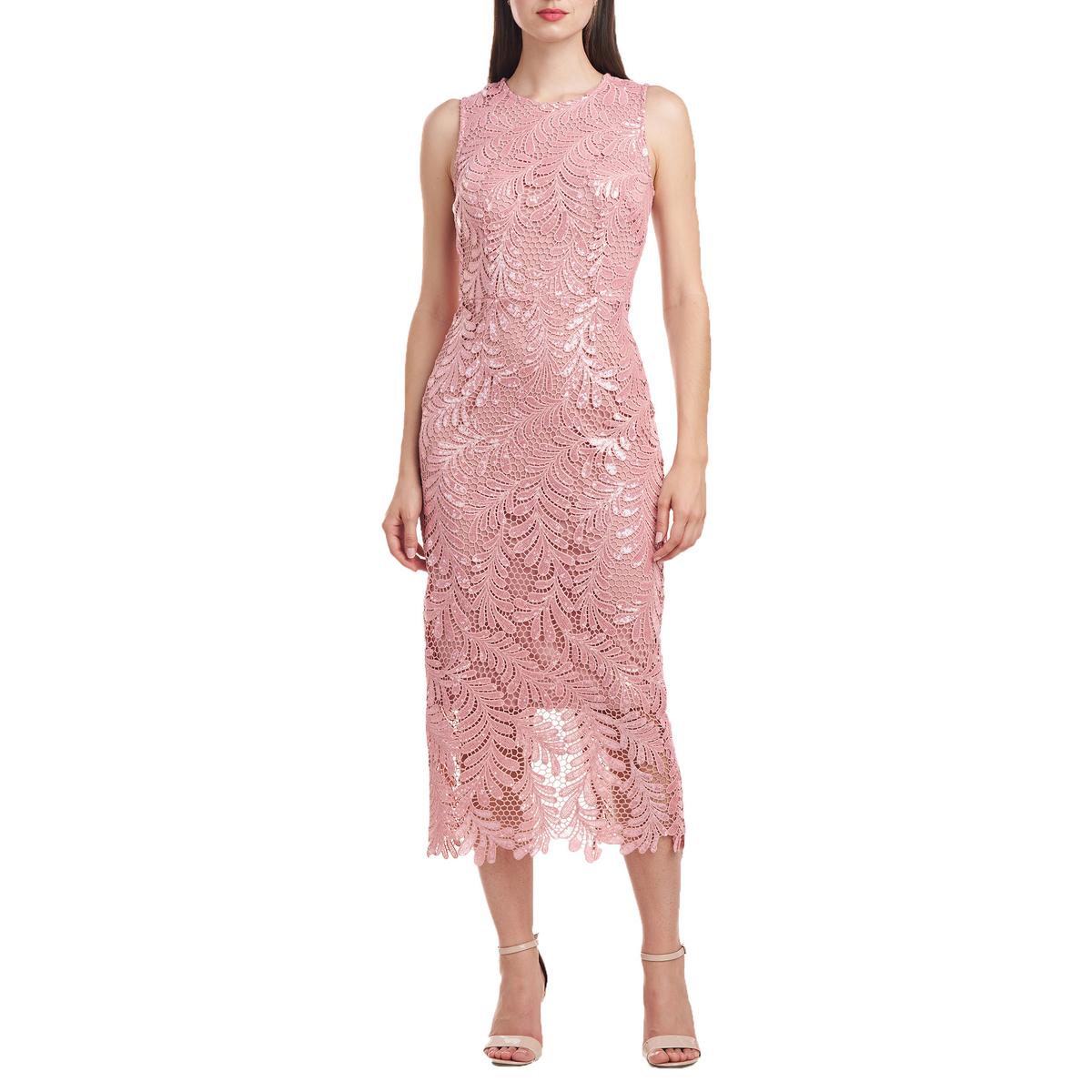 

Женское кружевное платье миди с пайетками JS Collections, красный