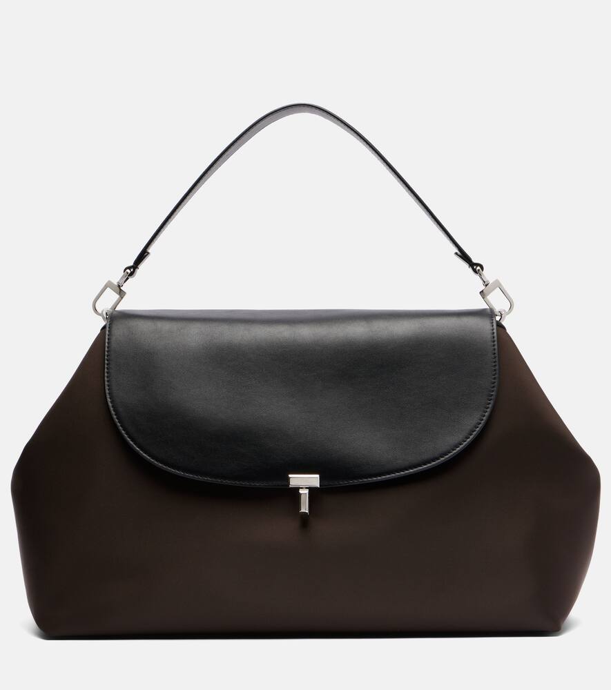 

Средняя наплечная сумка T-Lock с кожаной отделкой Toteme, Brown