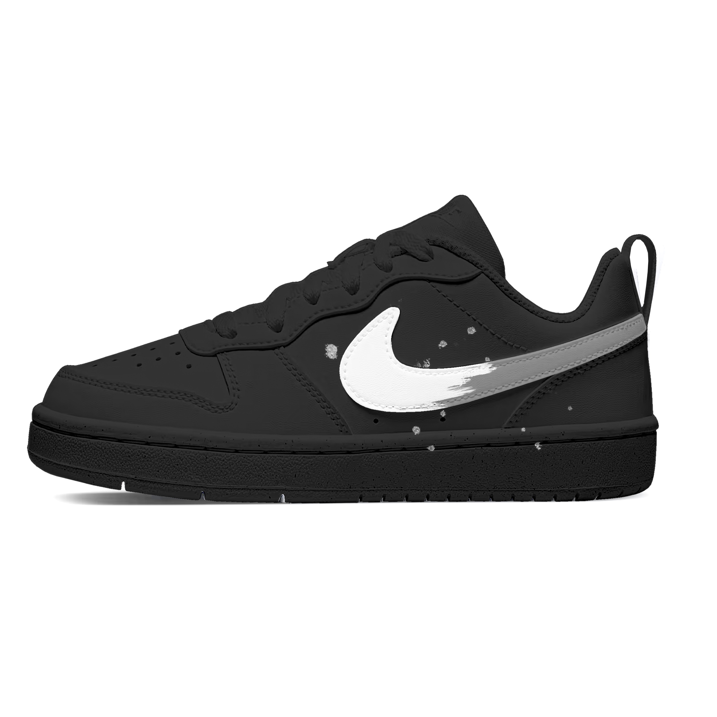 

Nike Court Borough устойчивые к истиранию дышащие нескользящие низкие детские скейтбординг кроссовки black white kids'